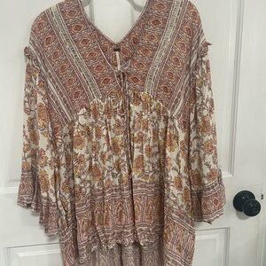 Bohemian Floral Print Tunic Dress - Free People
